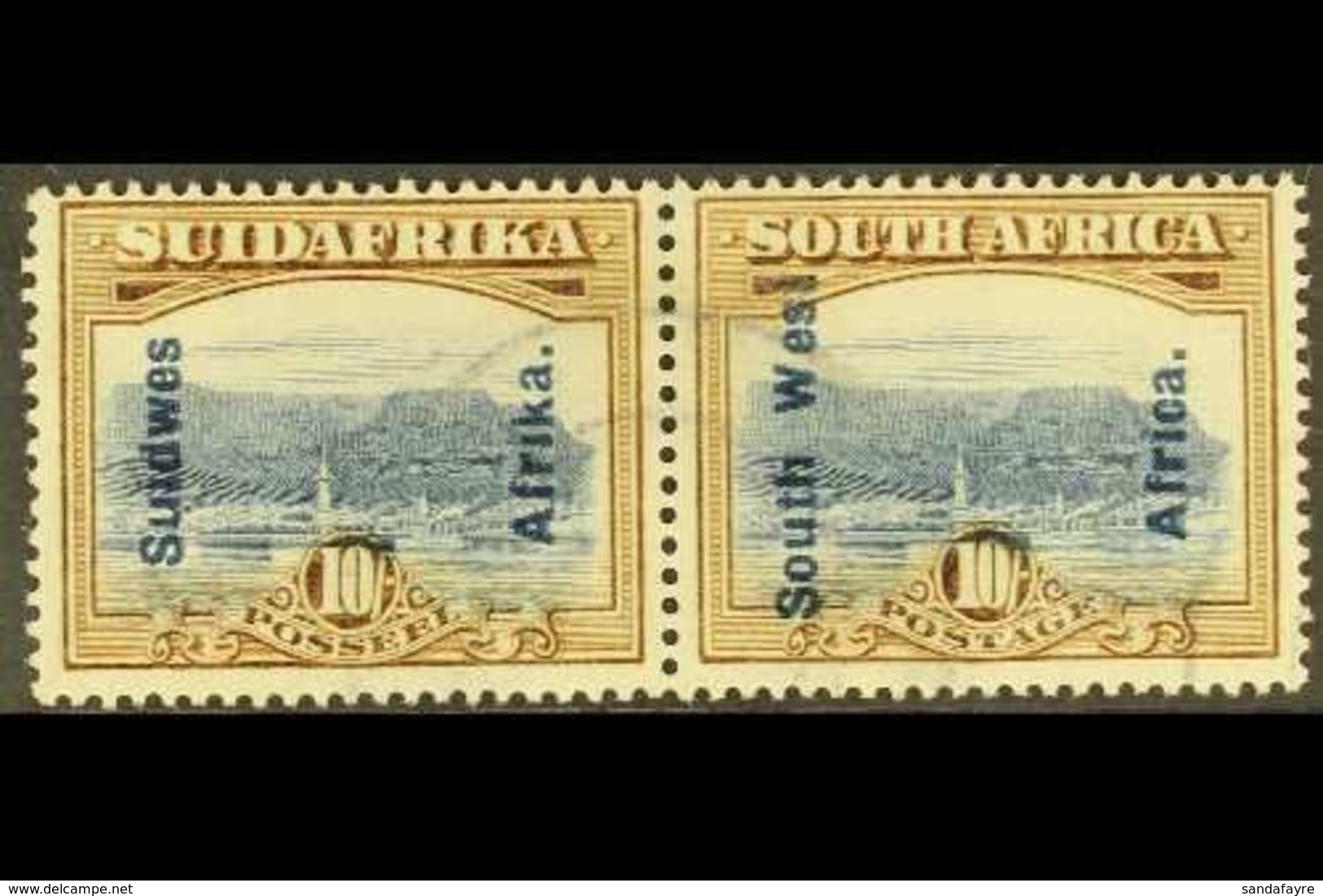 1927 10s Blue & Bistre Brown, SG 54, Very Fine Used In Correct Units (2 Stamps) For More Images, Please Visit Http://www - South West Africa (1923-1990)