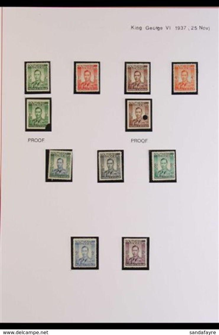 1937 Geo VI Set Complete With Additional 5s And ½d And 1½d Imperf Proofs In Issued Colours With Waterlow Punch-holes. (1 - Southern Rhodesia (...-1964)