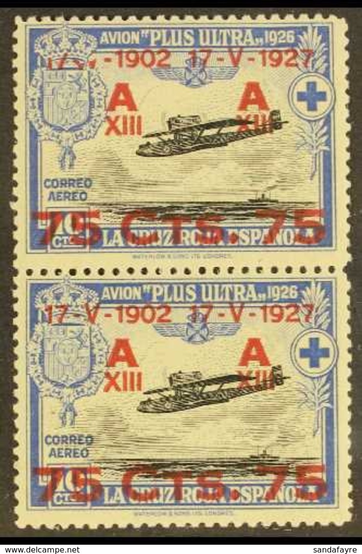 1927 75c On 10c Air Vertical PAIR ONE WITH DAMAGED TO "17 - V", Never Hinged Mint. For More Images, Please Visit Http:// - Other & Unclassified