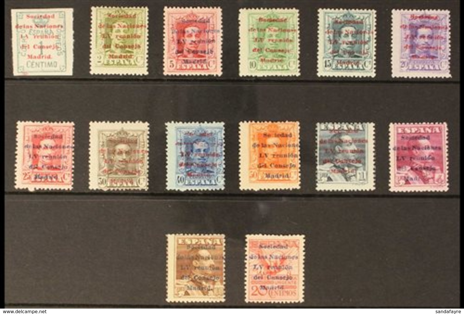 1929 Meeting Of League Of Nations Overprints Complete Set Incl Express Stamp (Edifil 455/68, SG 521/33 & E534, Michel 42 - Other & Unclassified