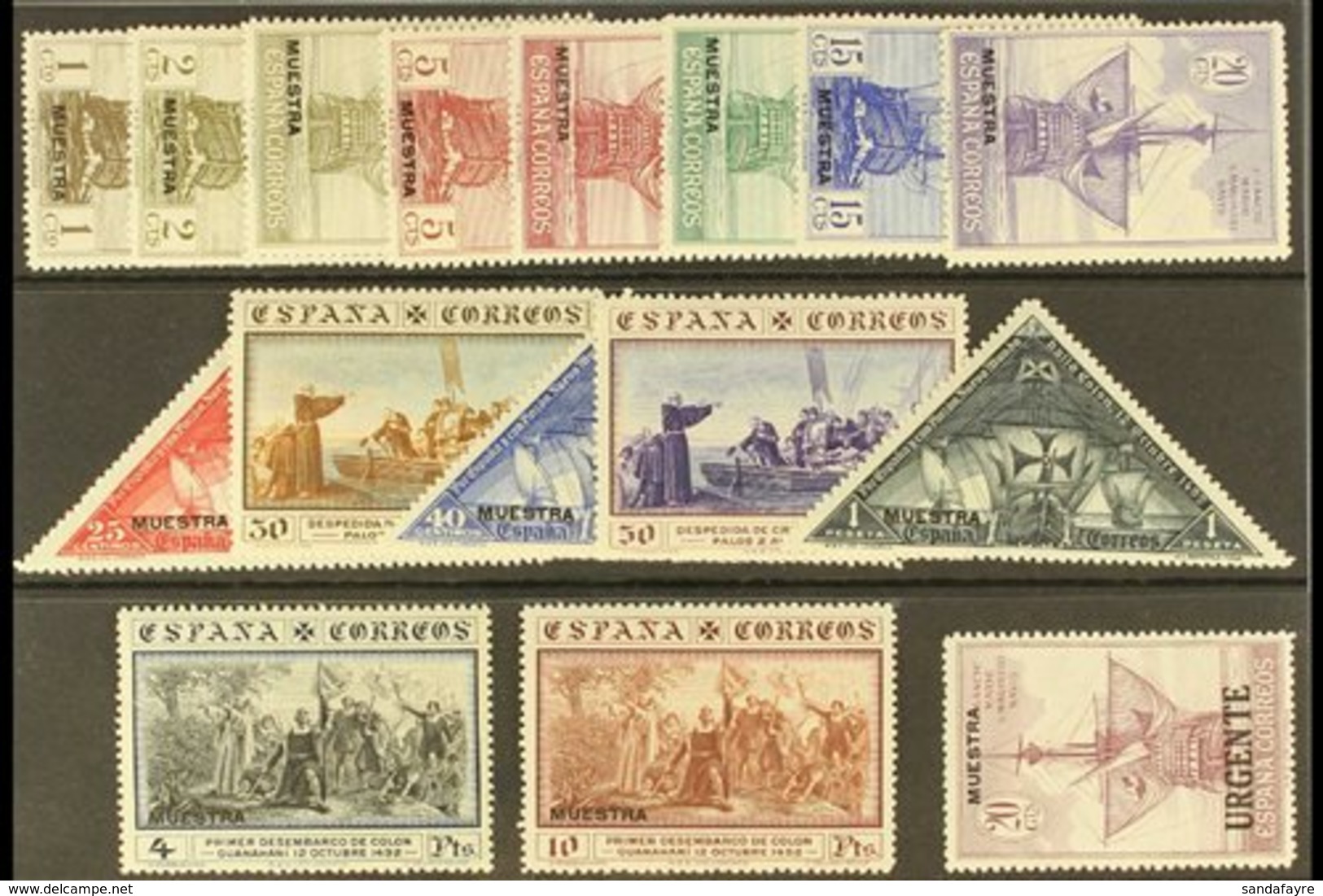 1930 Columbus Complete Postage Set And Express Stamp All With "MUESTRA" (Specimen) Overprints, Edifil 531M/46M (as SG 59 - Altri & Non Classificati