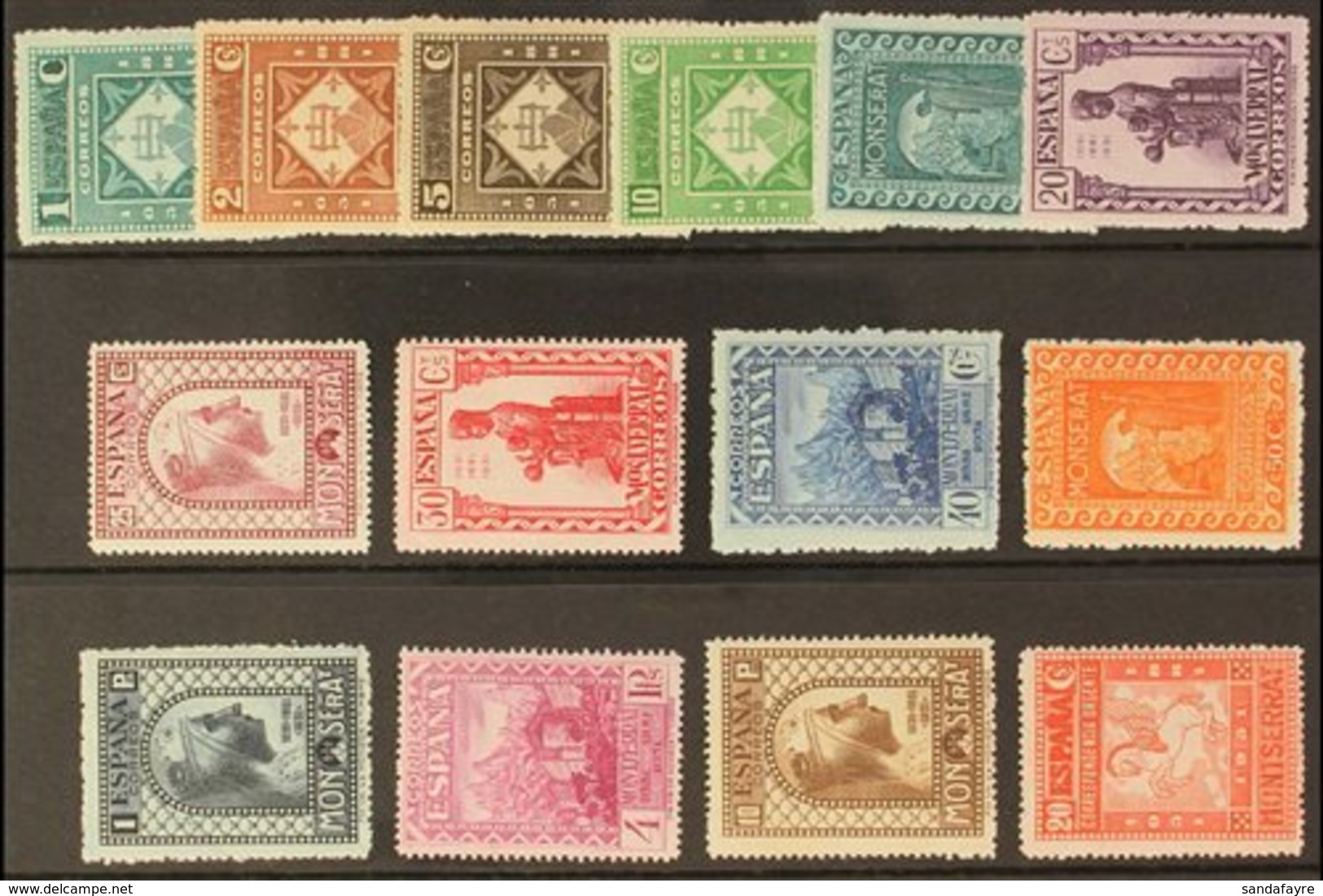 1931 Montserrat Monastery Perf 14 Special Printing complete Postage Set, Plus Express Stamp, All With "A000,000" (= SPEC - Other & Unclassified