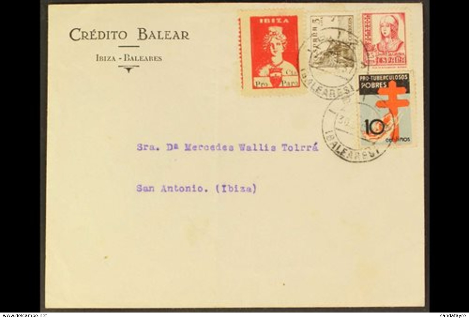 CIVIL WAR LOCALS IBIZA 1937-1938 Group Of Locally Addressed Covers Bearing Various Tanit Types Local Stamps Alongside Or - Other & Unclassified