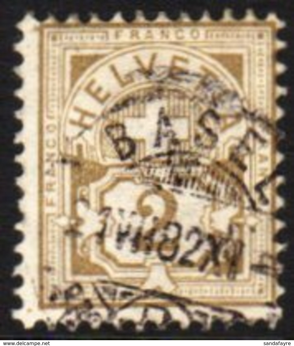 1882 2c Olive-bistre Numeral White Paper, Michel 45, SG 121, Fine Used With Fully Dated Cds Cancel, Centered To Top Righ - Autres & Non Classés