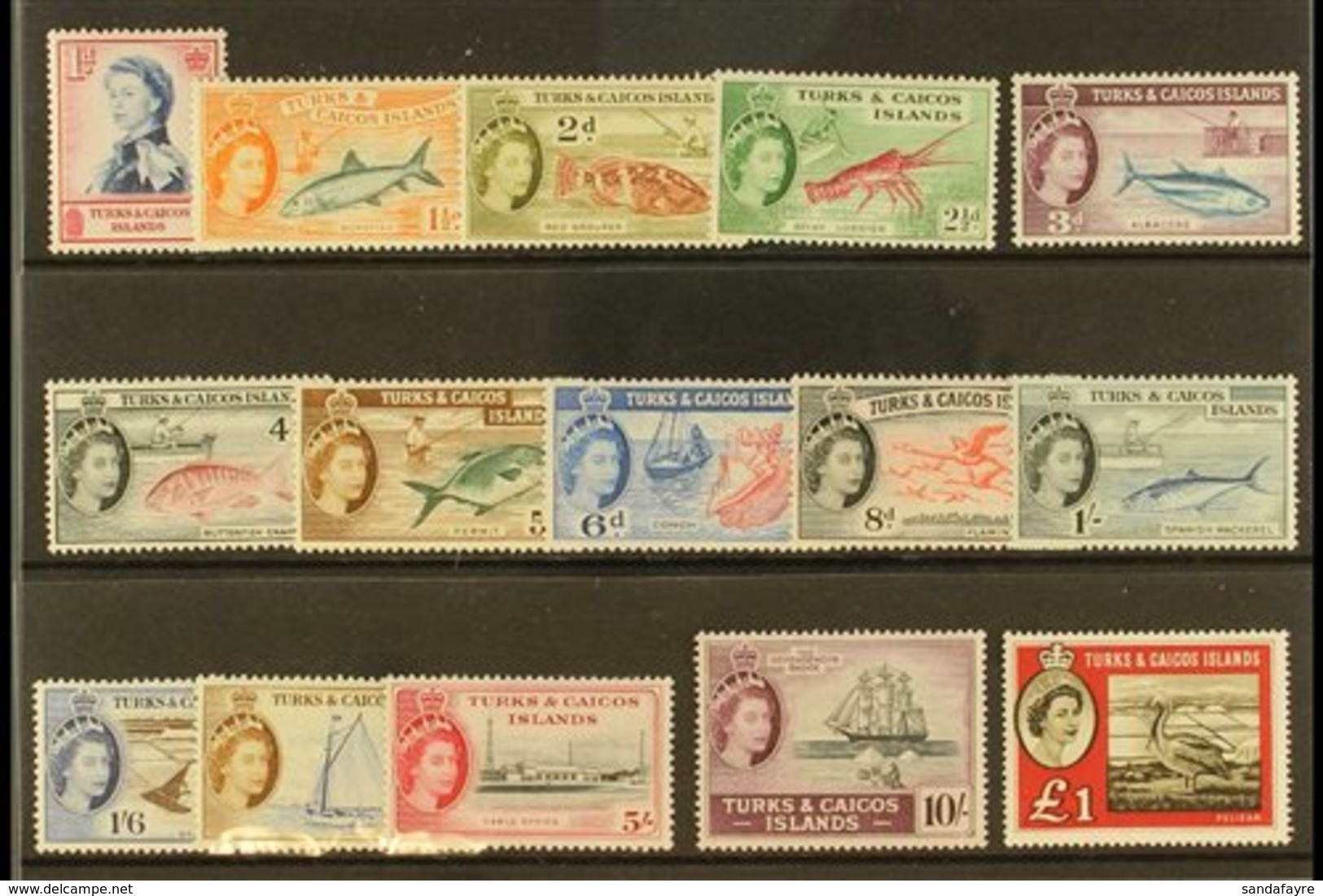 1957 Pictorial Definitive Set Complete, SG 237/50 & SG 253, Never Hinged Mint (16 Stamps) For More Images, Please Visit  - Turks And Caicos