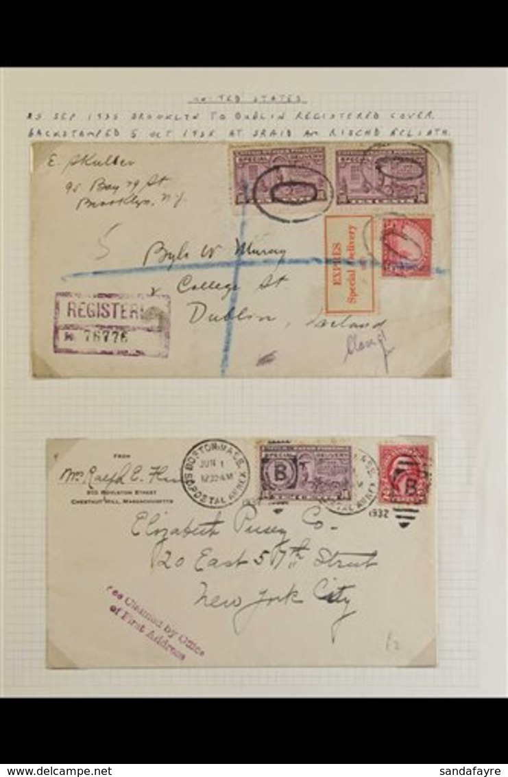 SPECIAL DELIVERY 1923-1949 COVERS COLLECTION On Leaves, All Bearing Various Special Delivery Stamps, Includes An Express - Other & Unclassified