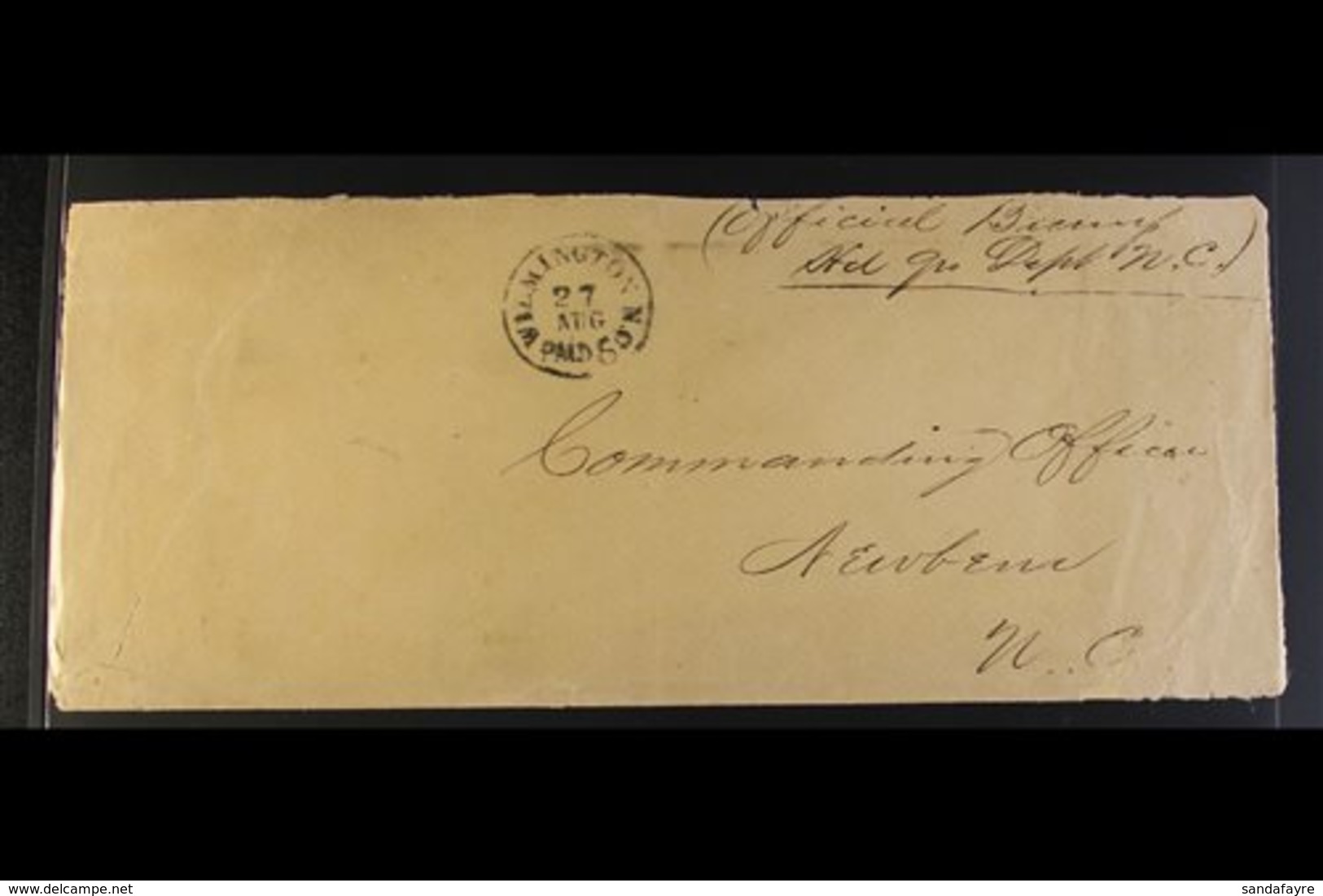 1861 OFFICIAL COVER WITH PROVISIONAL POSTMASTER'S HANDSTAMP. 1861 (27 Aug) Stampless Long Envelope Addressed To Newborn, - Other & Unclassified