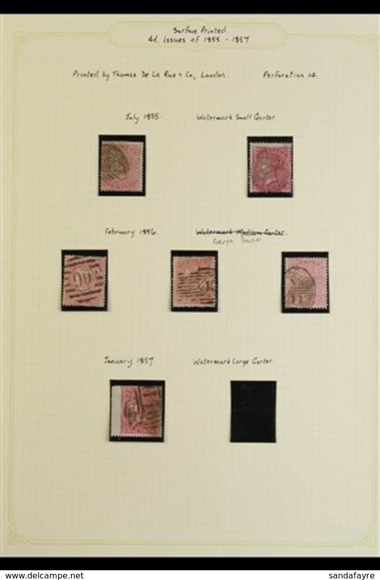 1855-83 SURFACE PRINTED COLLECTION Presented On Album Pages, We See 1855-7 4d Wmk Small Garter In Two Shades, Wmk Large  - Other & Unclassified