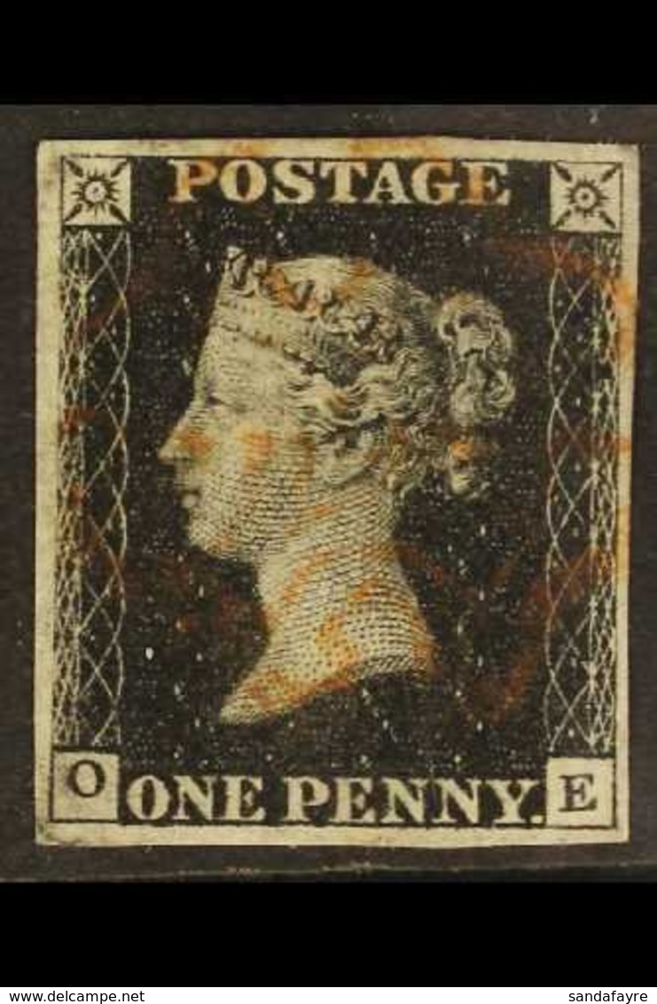1840 1d Black 'OE' Plate 5, SG 2, Fine Used With Light Red Maltese Cross Postmark, Four Good Margins. For More Images, P - Unclassified