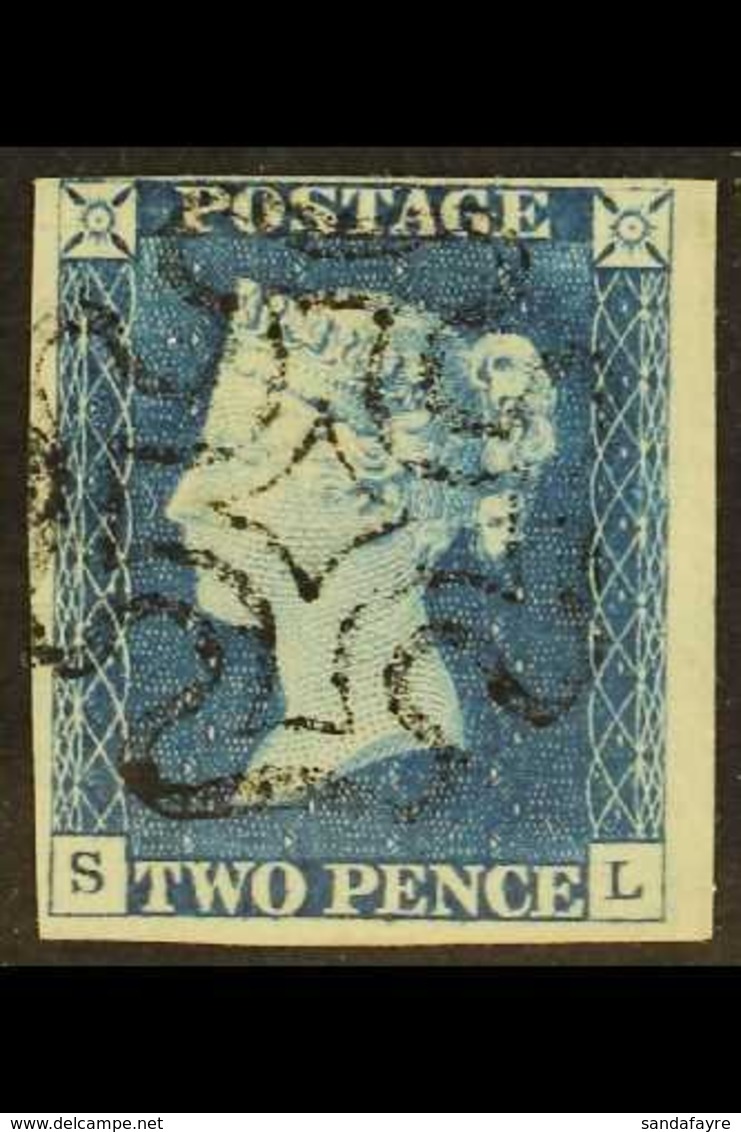 1840 2d Blue 'SL' Plate 1, SG 5, Used With 4 Small To Huge Margins & Attractive Upright Black MC Cancellation. For More  - Other & Unclassified