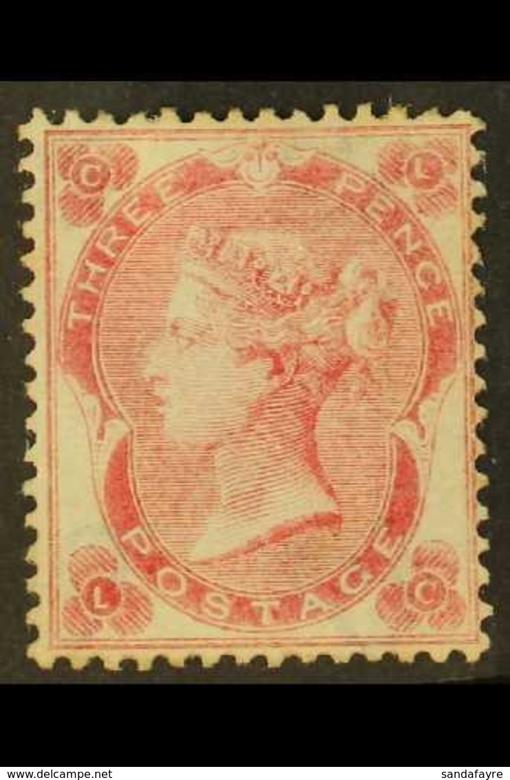 1862-64 3d Bright Carmine-rose, Small Corner Letters, Watermark Emblems, SG 76, Very Fine Unused Without Gum, Cat £2700  - Other & Unclassified