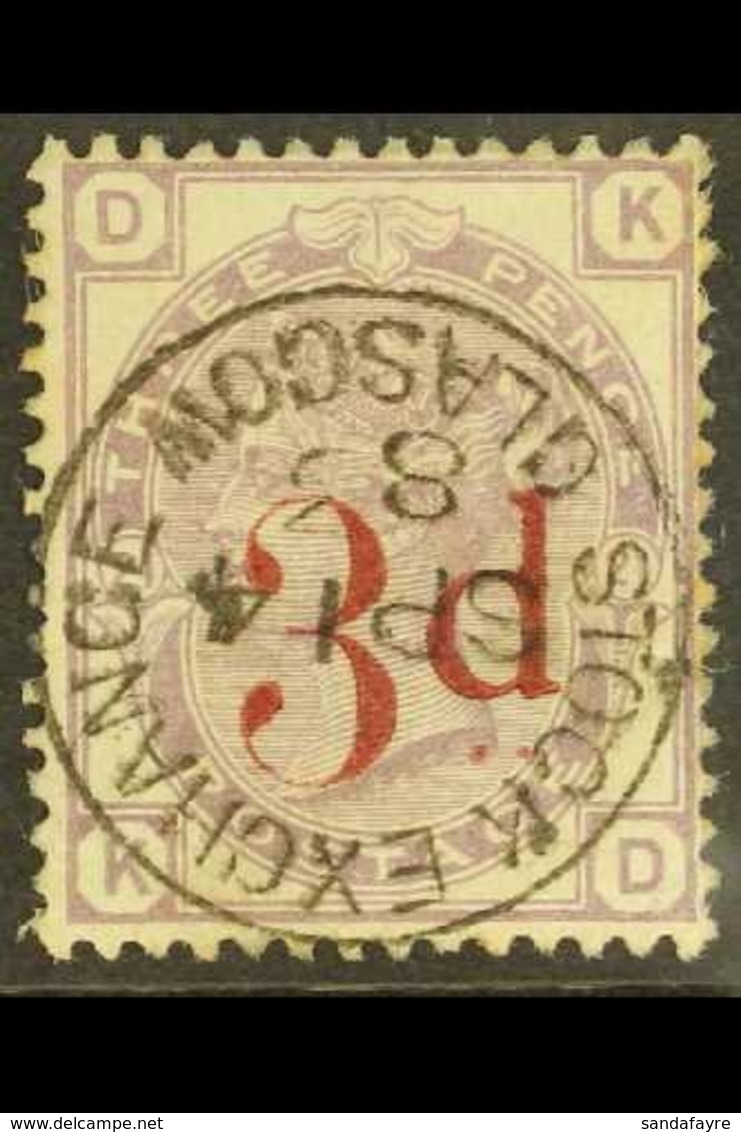 1880-3 3d On 3d Lilac, SG 159, Superb Used With Crisp " STOCK EXCHANGE GLASGOW" C.d.s. Postmark. For More Images, Please - Other & Unclassified