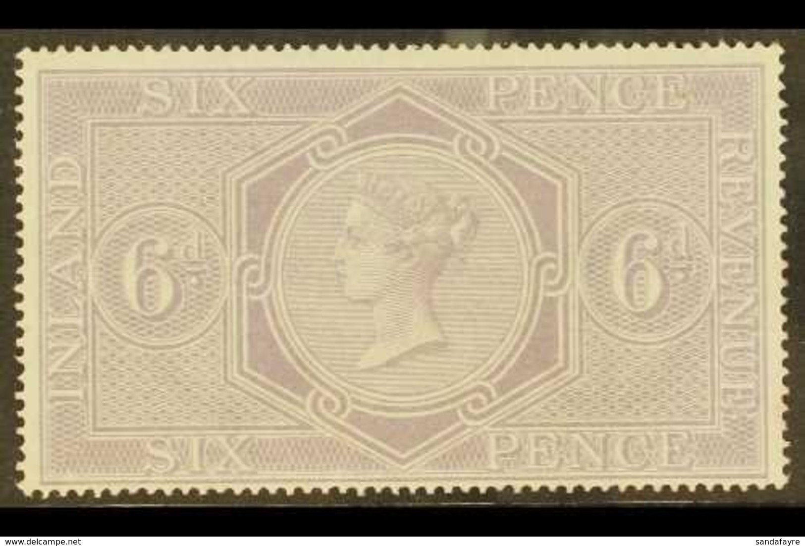 POSTAL FISCAL 1860-7 6d Pale Reddish Lilac, Wmk Anchor 16mm, SG F14, Never Hinged Mint, A Beauty! For More Images, Pleas - Other & Unclassified