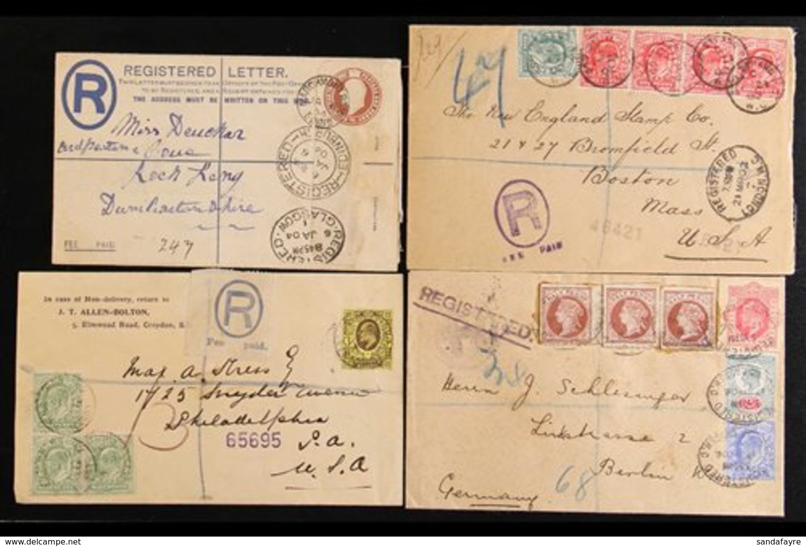 1902-1906 REGISTERED COVERS. A Group Of Registered Covers, Includes 1d+2d Ps Registered Letter And Three Registered Cove - Non Classés