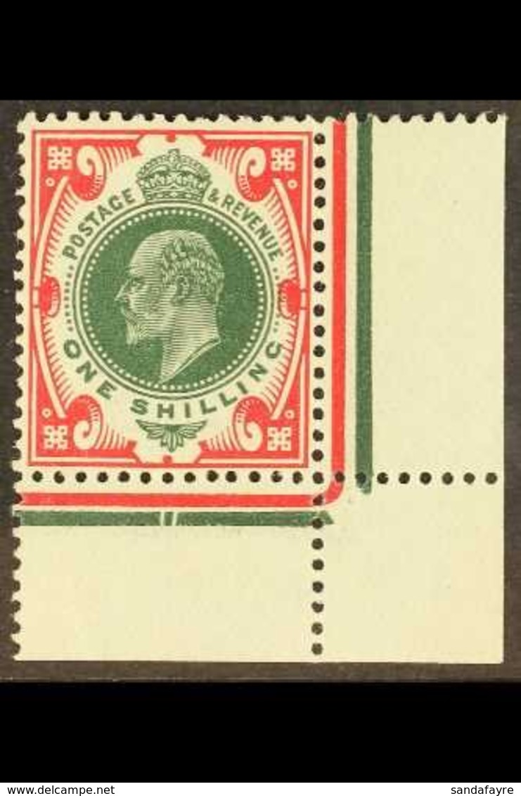1911-13 1s Green & Carmine Somerset House Printing, SG 314, Never Hinged Mint Lower Right Corner Example, Very Fresh. Fo - Unclassified
