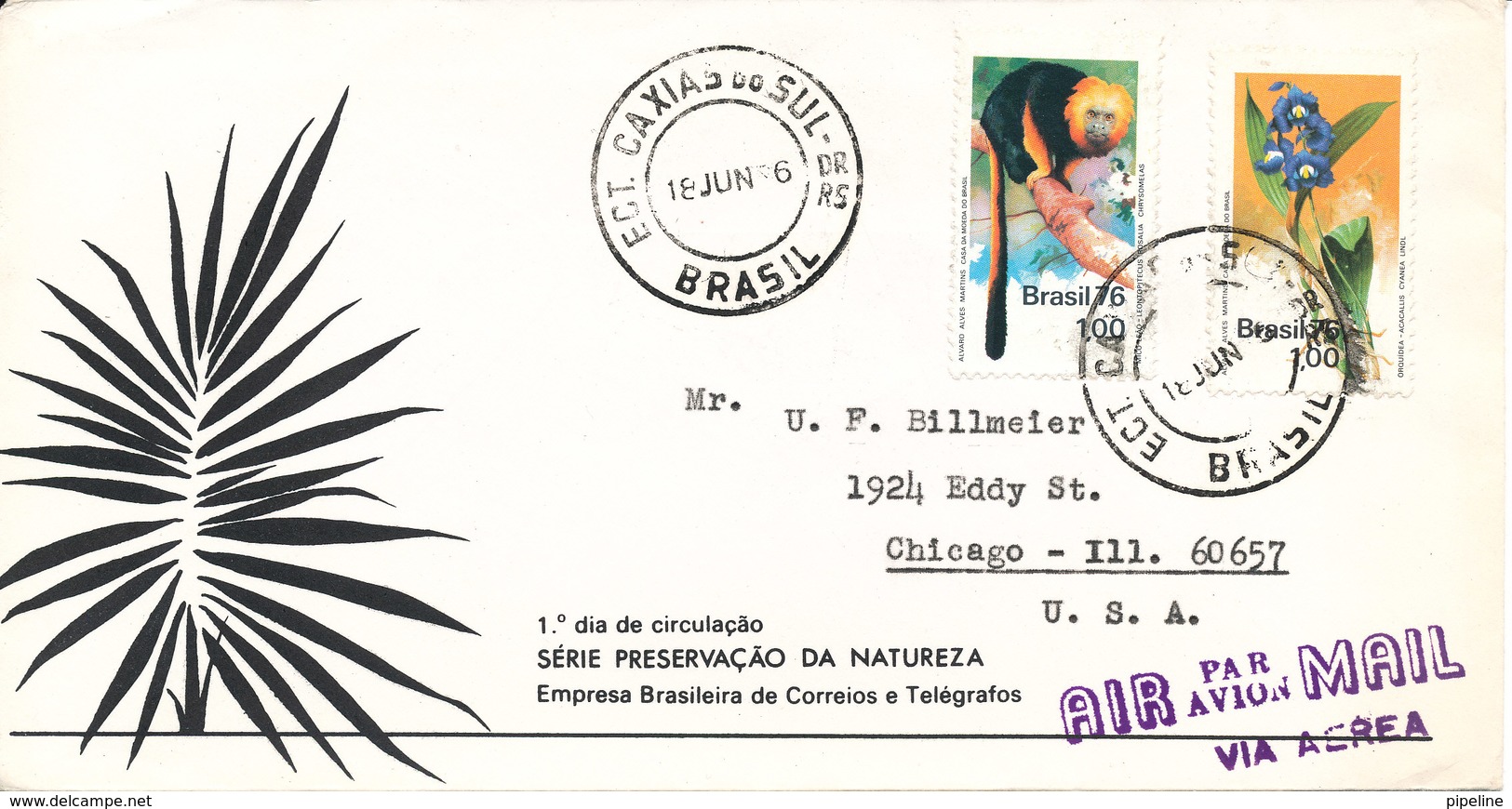 Brazil FDC 1976 Sent To USA - FDC