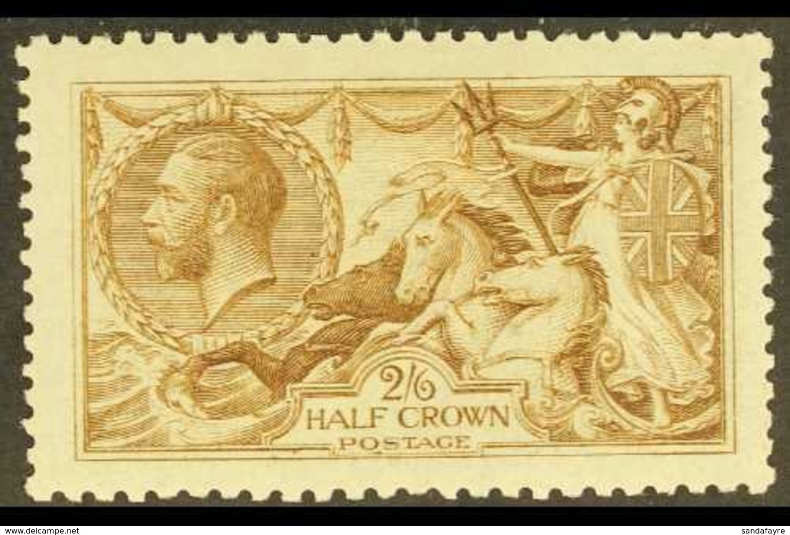 1915 2s6d Yellow Brown Seahorse, De La Rue Printing, SG 406, Fine Mint. For More Images, Please Visit Http://www.sandafa - Non Classés