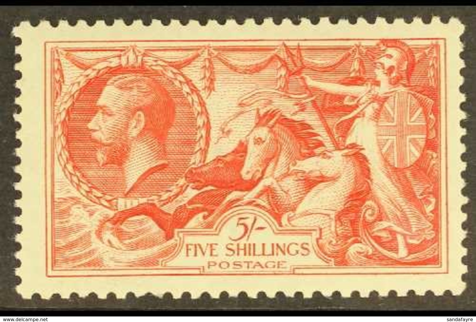 1934 5s Bright Rose-red, Re-engrave Seahorse, SG 451, Never Hinged Mint. For More Images, Please Visit Http://www.sandaf - Non Classés