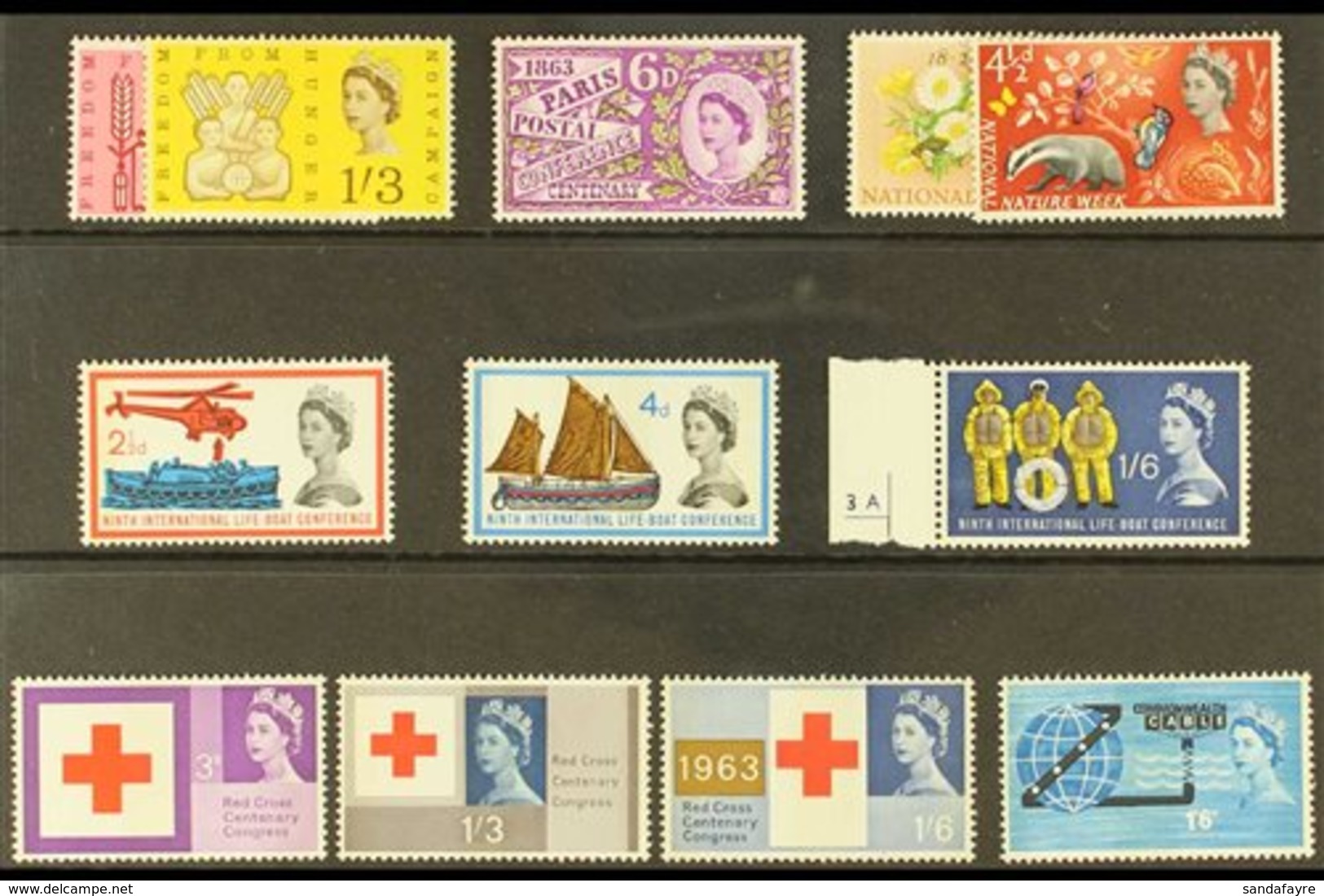 1963 Phosphor Commemorative Sets And Issues Complete, Incl Lifeboat, Red Cross Etc, Never Hinged Mint. (12 Stamps) For M - Other & Unclassified