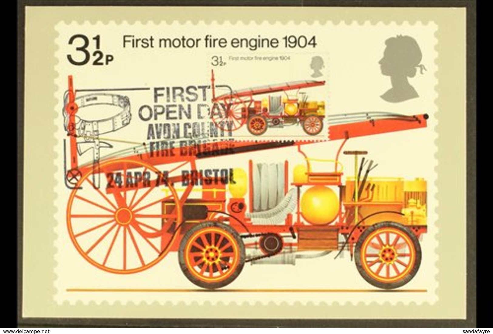 1974 PHQ CARD - FIRST DAY 3½p Fire Service, Number 6, Handwritten Address, Bearing The Matching 3½p Fire Engine Stamp (S - Sonstige & Ohne Zuordnung