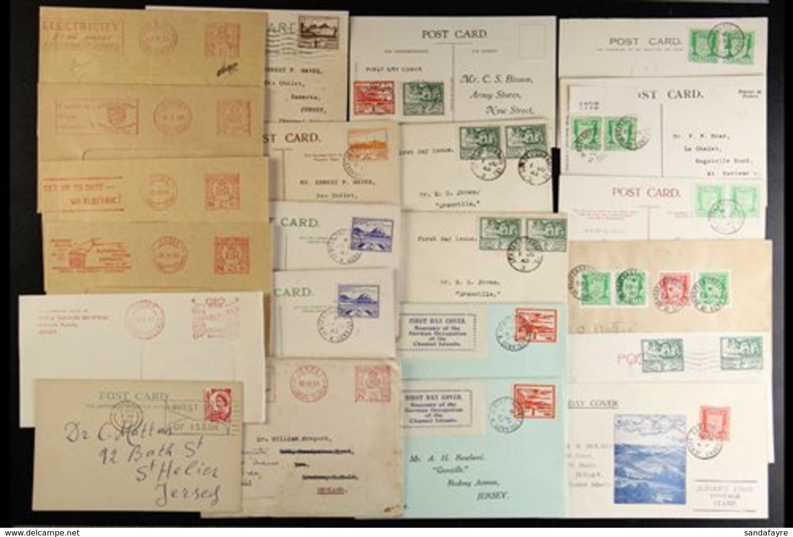 JERSEY 1941-60's An Attractive Range Of Covers And Cards Incl. 1941-42 Arms ½d Pairs On First Day Cards (3), Envelope Be - Other & Unclassified