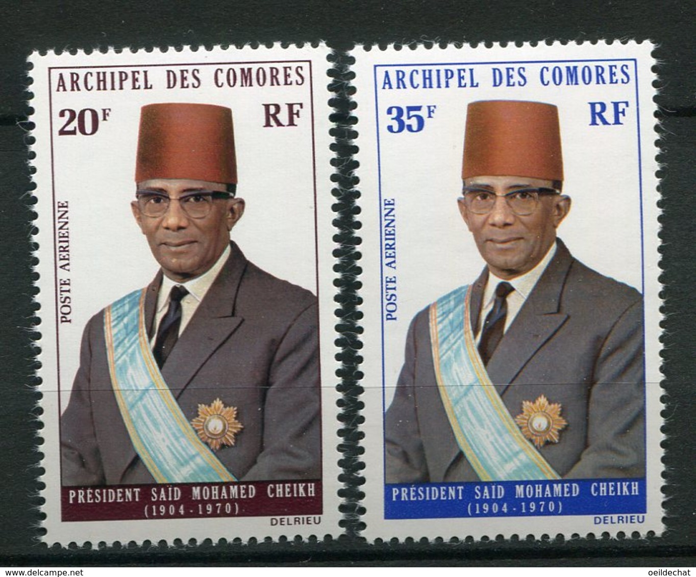 11420 COMORES  PA 50/1 ** Président Saïd Mohamed Cheikh (1904-1970)    1973  TB/TTB - Luftpost