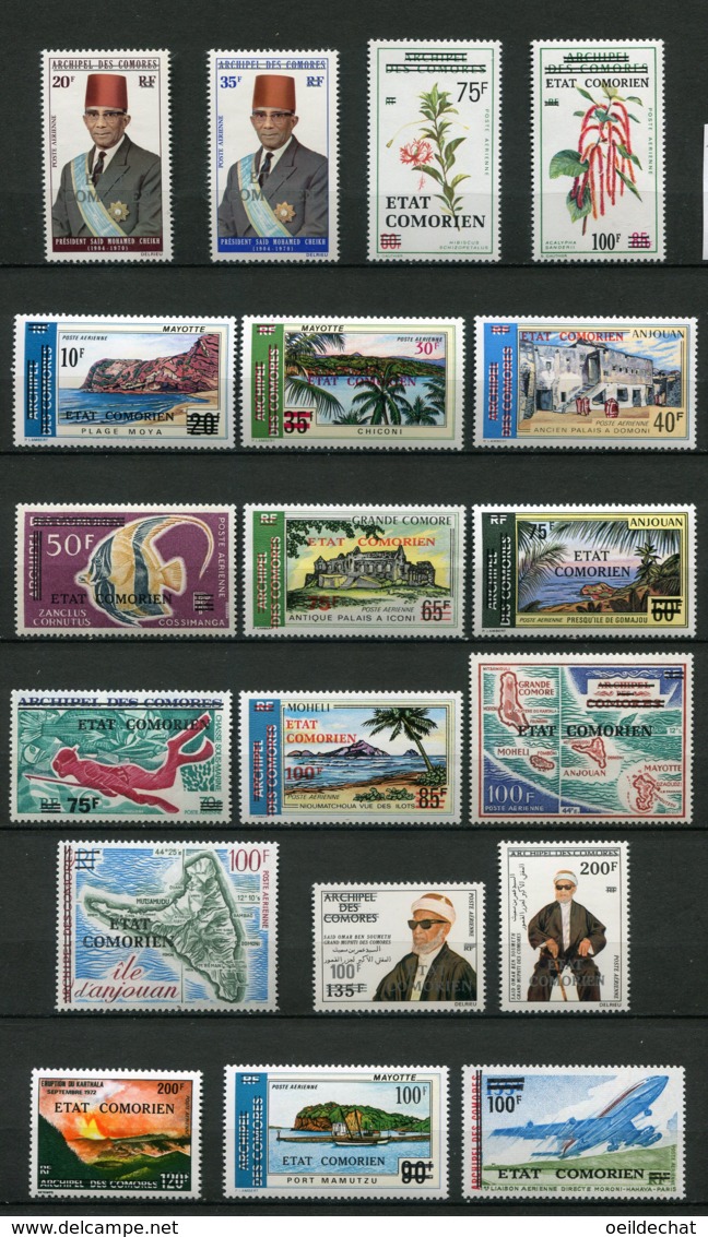 11433  COMORES  PA 68/94** Timbres Aériens Des Comores De 1968-75 Surchargés Etat Comorien  1975  TB/TTB - Comores (1975-...)