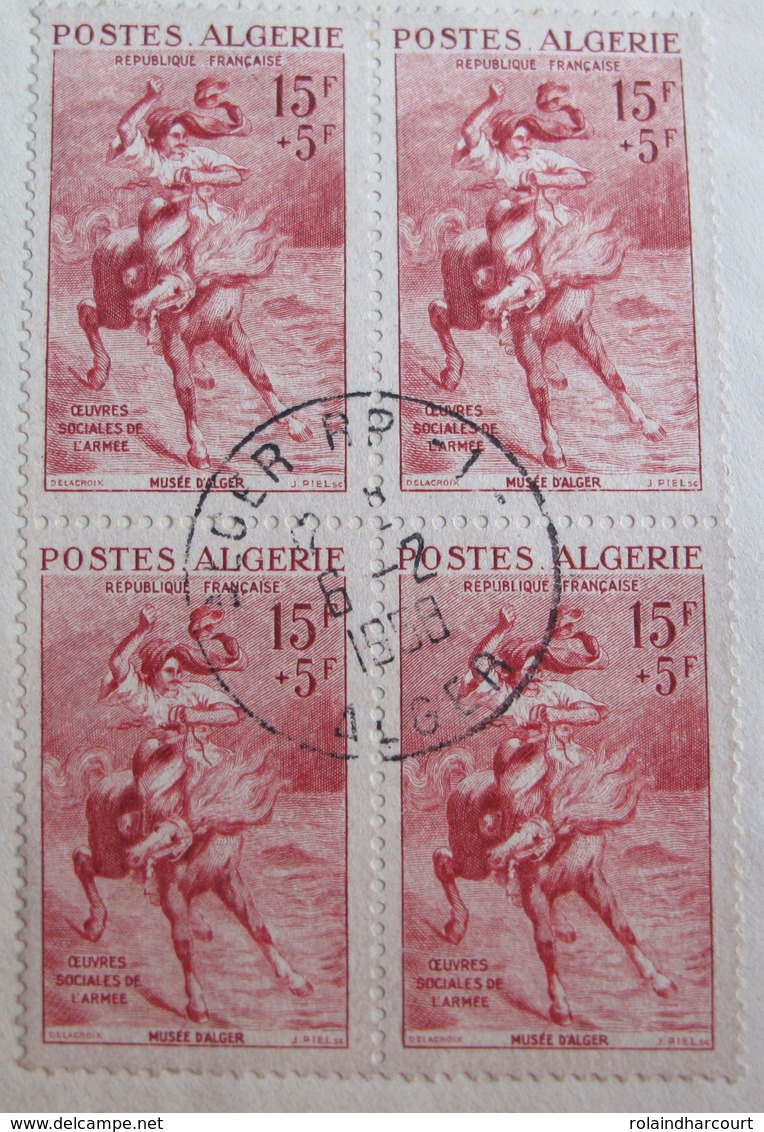 DF50500/357 - COLONIES FR. - ALGERIE - N°346 Sur Support  BLOC DE 4 TIMBRES ☉ - CàD D'ALGER R.P. 1 - Cote : 32,00 € - Used Stamps