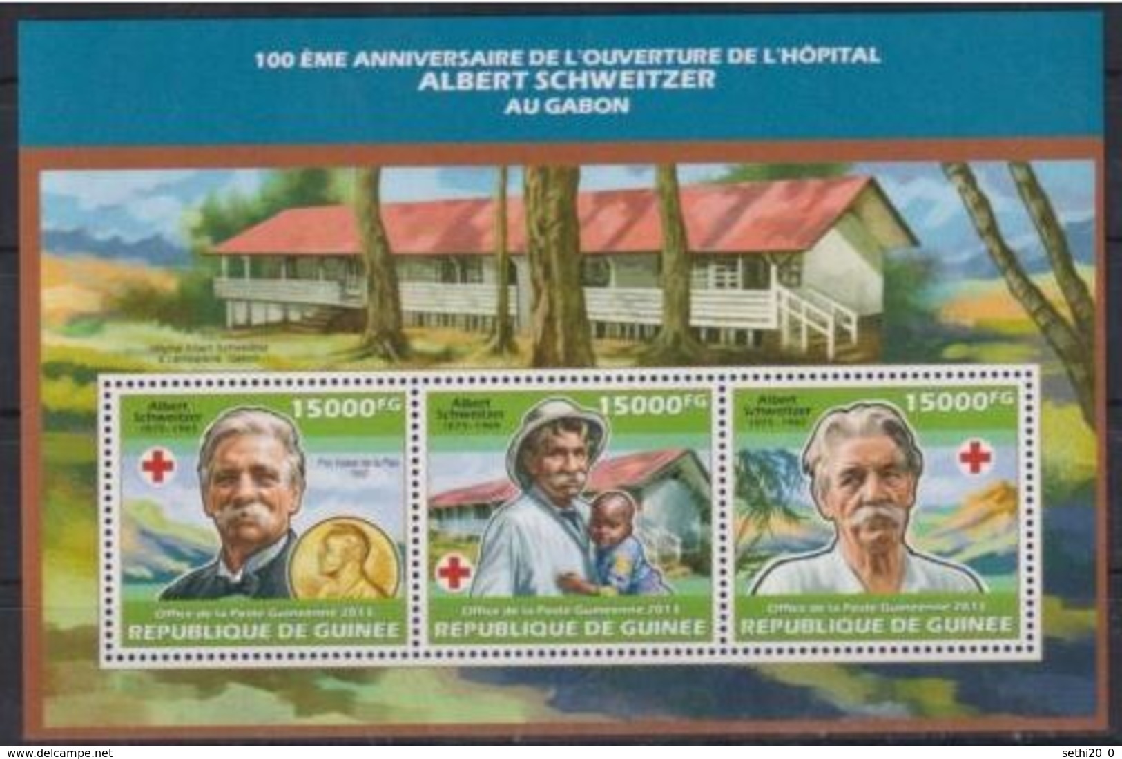 Guinée  2013 Nobel Red Cross Croix Rouge Albert SCHWEITZER MNH - Prix Nobel