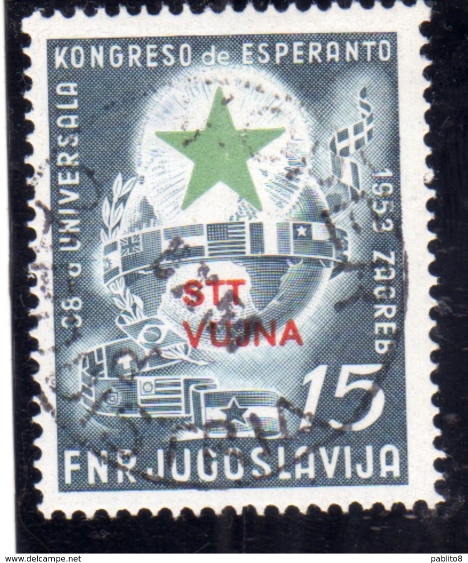 TRIESTE B 1953 CONGRESSO D'ESPERANTO D 15d USATO USED OBLITERE' - Used