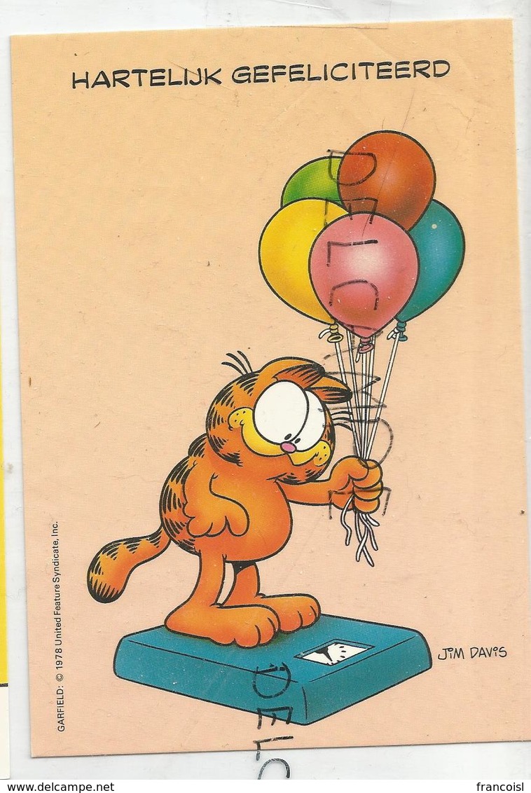 Garfield Par Jim Davis. Hartelijk Gefeliciteerd. Sincères Félicitations. Balance, Ballons. - Bandes Dessinées