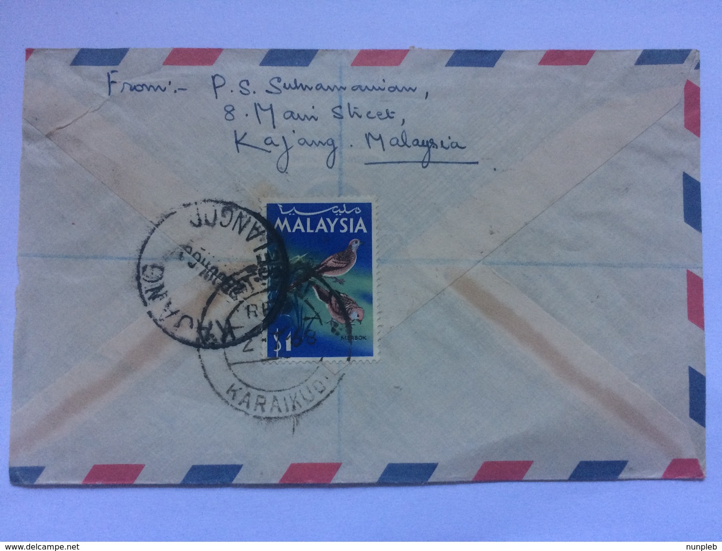 MALAYSIA - 1968 Air Mail Cover Registered Kajang To Karaikudi India - Malaysia (1964-...)