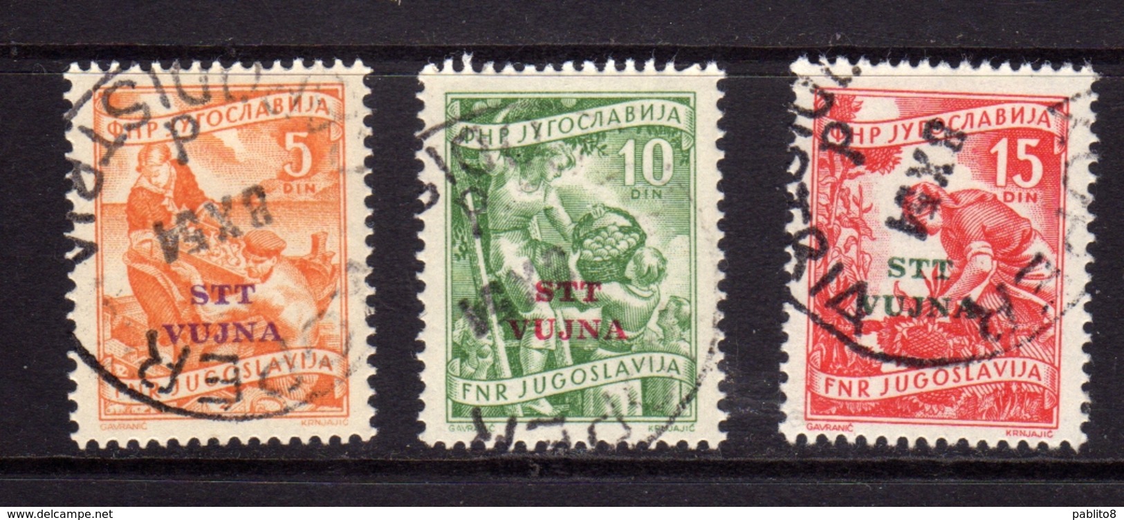 TRIESTE B 1954 ECONOMIA INDUSTRIA YUGOSLAVIA SOPRASTAMPATO JUGOSLAVIA ECONOMY INDUSTRY SERIE COMPLETA COMPLETE SET USATA - Used