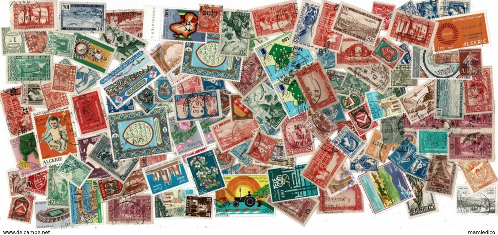 Timbres D'Algérie: 6 Pochettes Scannées( Timbres Non Comptés)+1 Pochette De 120 Timbres Scannés+496 Vrac Non Scannés - Colecciones (sin álbumes)