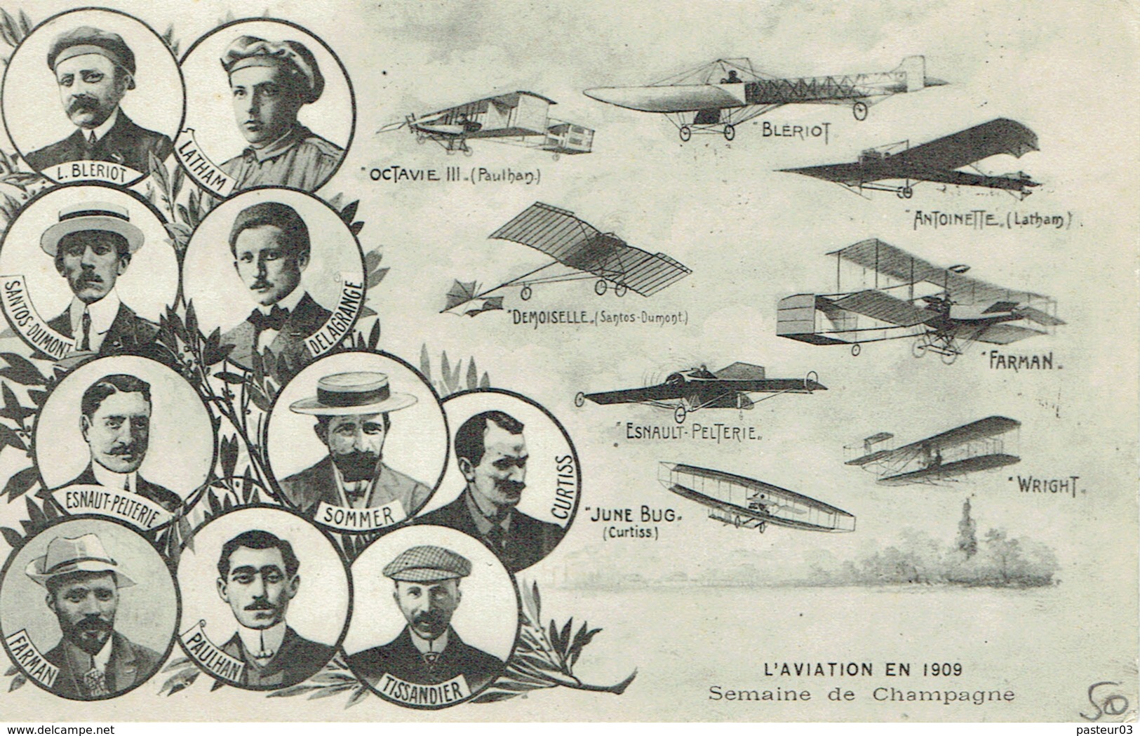 Reims L'aviation En 1909 Semaine De L'aviation Première Journée Avc Vignette Grande Semaine De L'aviation - Aviazione