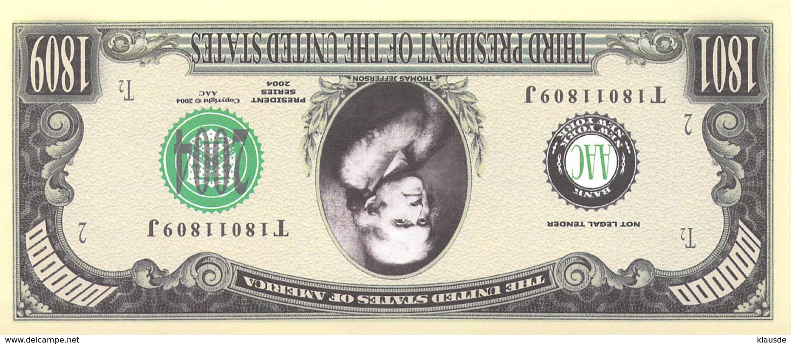 1 Mio Dollar Präsident Serie Thomas Jefferson / Fantasy Banknote - Other - America