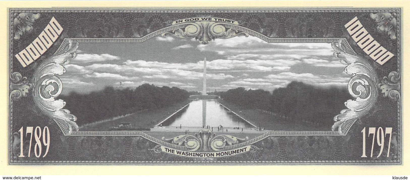 1 Mio Dollar Präsident Serie  George Washington / Fantasy Banknote - Otros – América