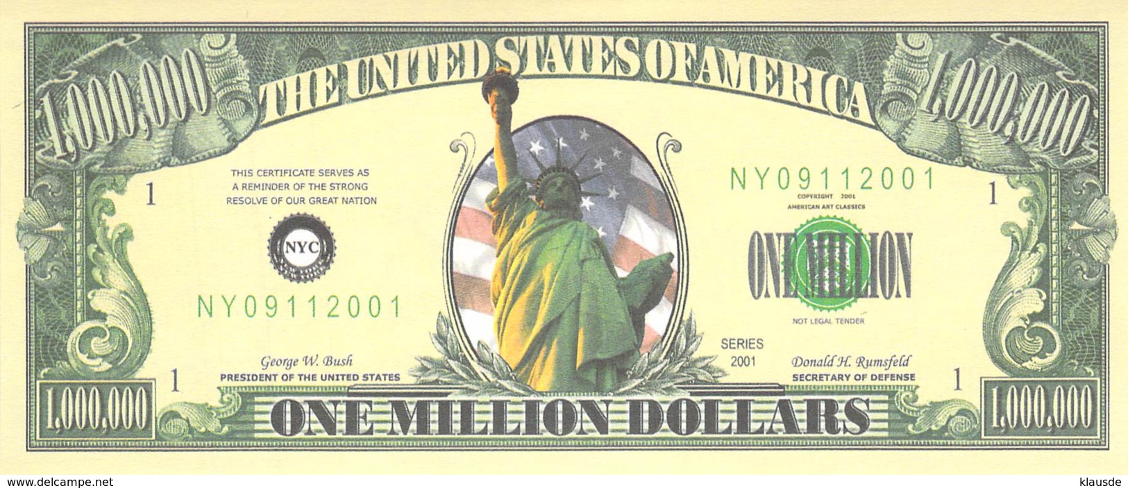 1.000.000 Mio Dollar  / Fantasy Banknote - Other - America