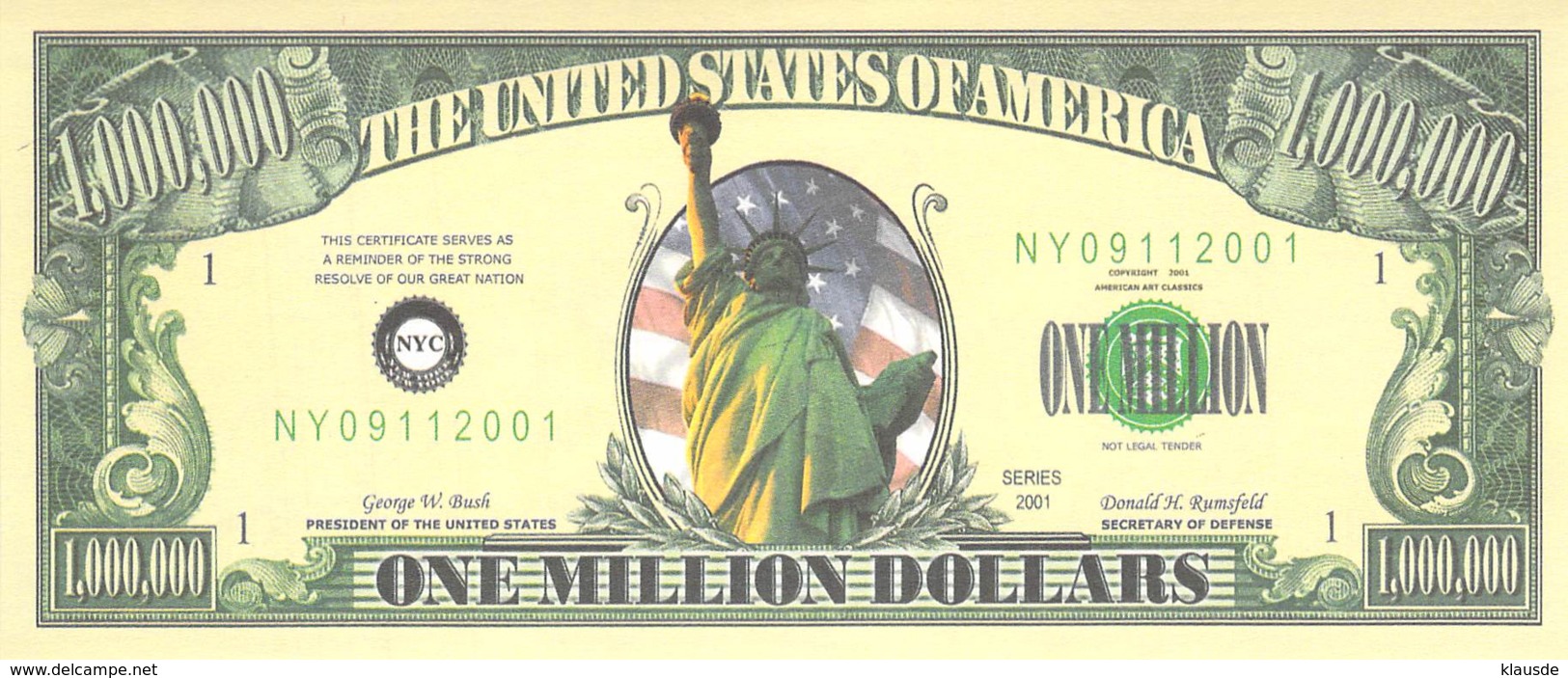 1.000.000 Mio Dollar  / Fantasy Banknote - Autres - Amérique