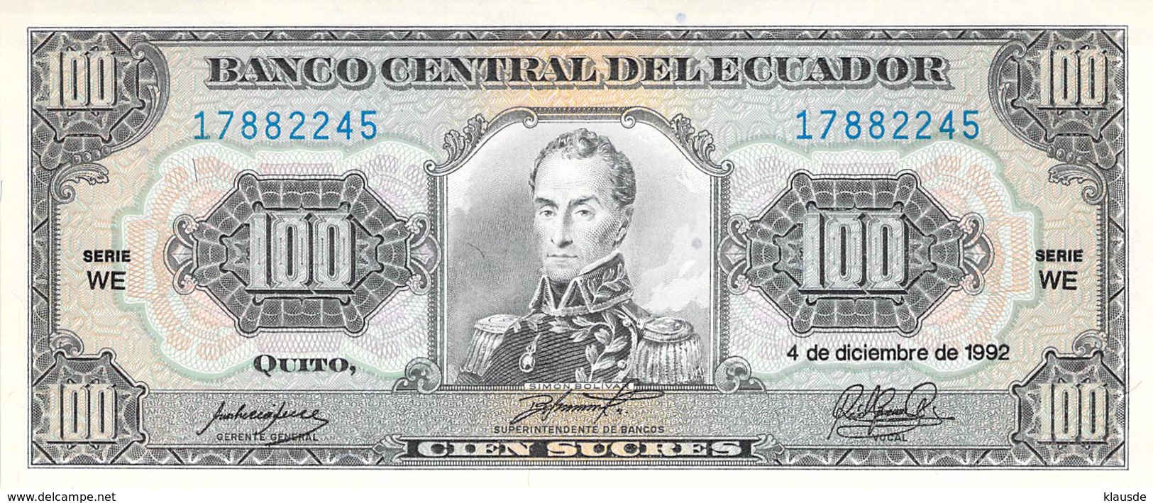 Chen  Sucres Banknote Ecuador - Equateur