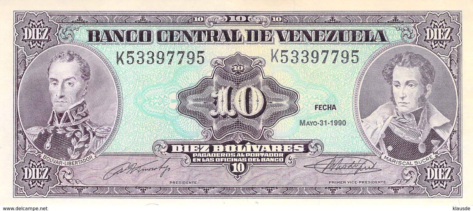 Diez (10) Bolivares  Banknote Venezuela - Venezuela