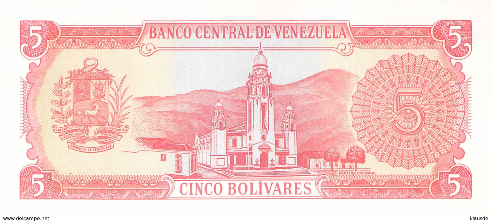 Cinco (5) Bolivares  Banknote Venezuela - Ecuador