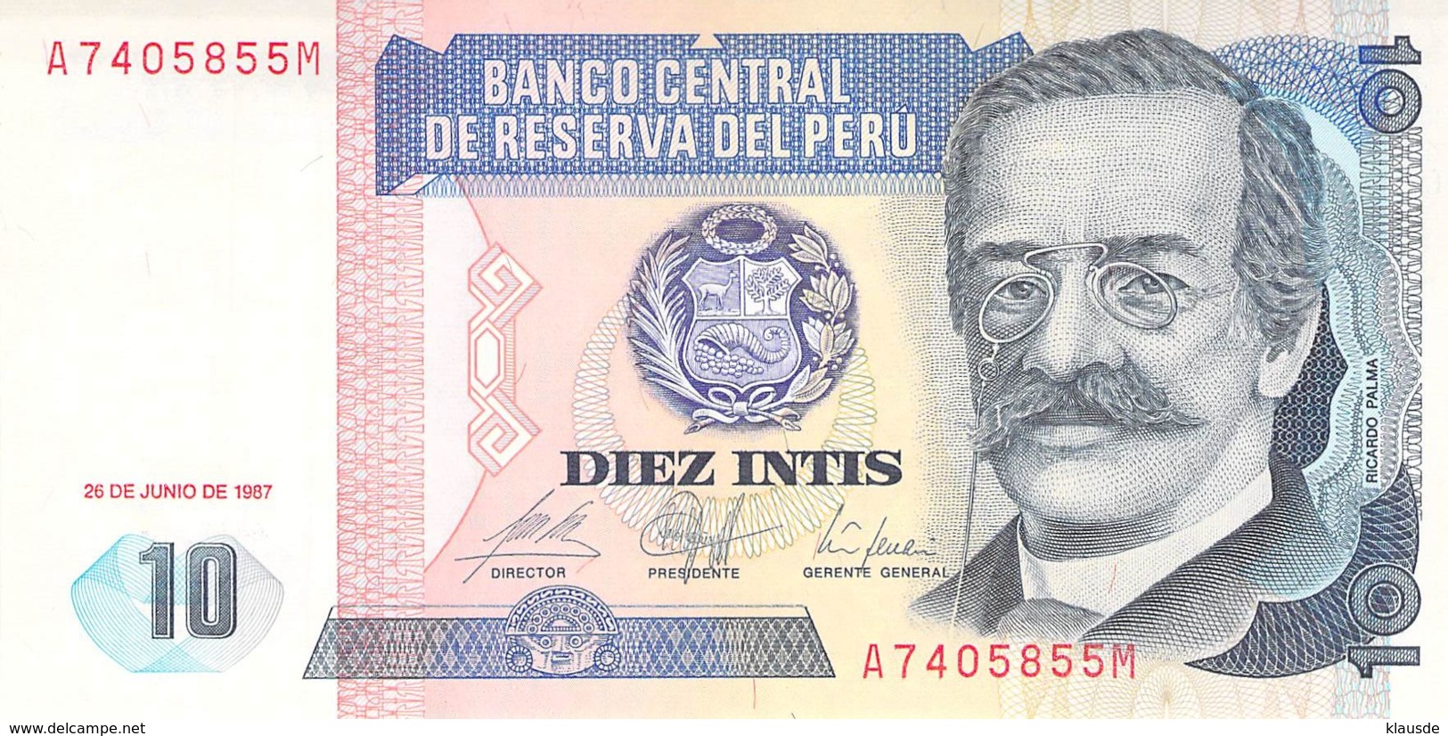 10 Diez Intis Banknote Peru - Peru