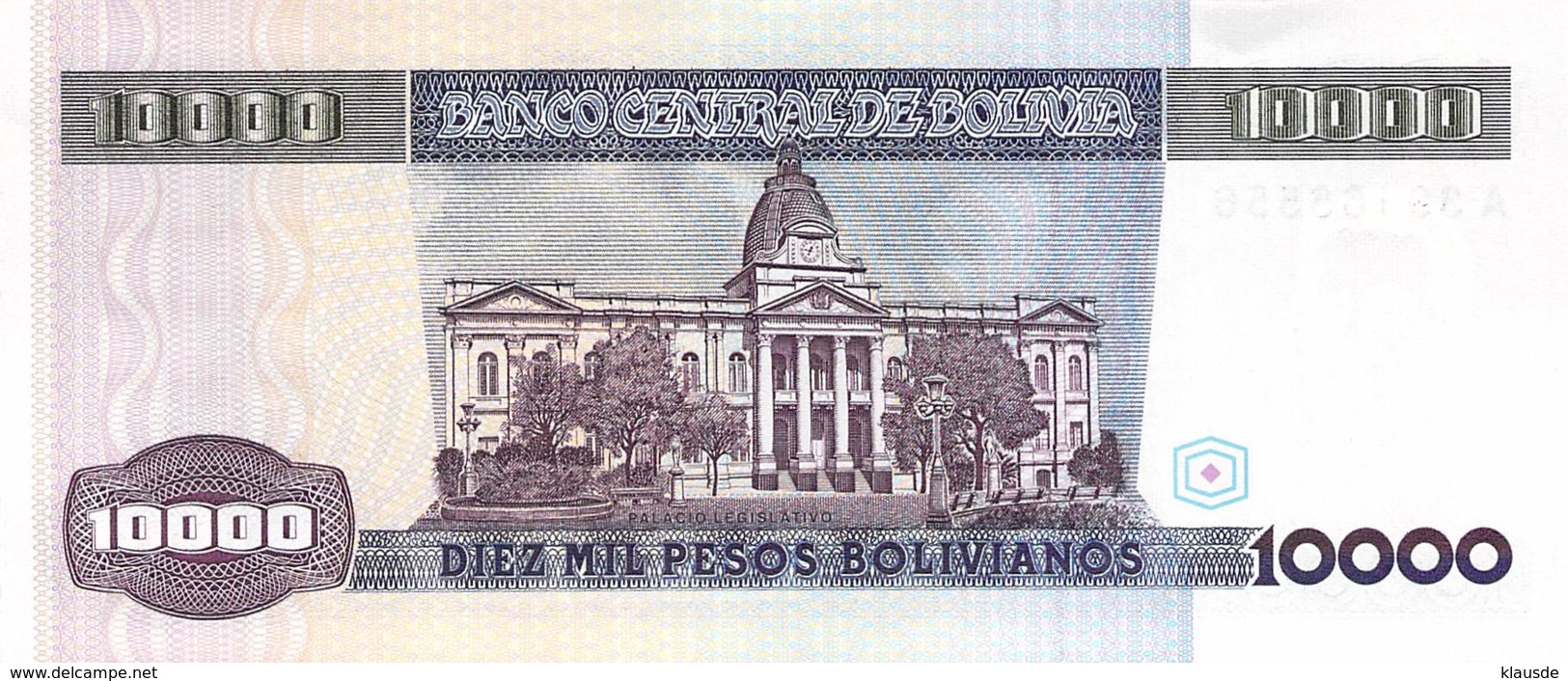 10.000 Diz Mil Pesos Bolivanos Banknote Bolivien - Bolivia