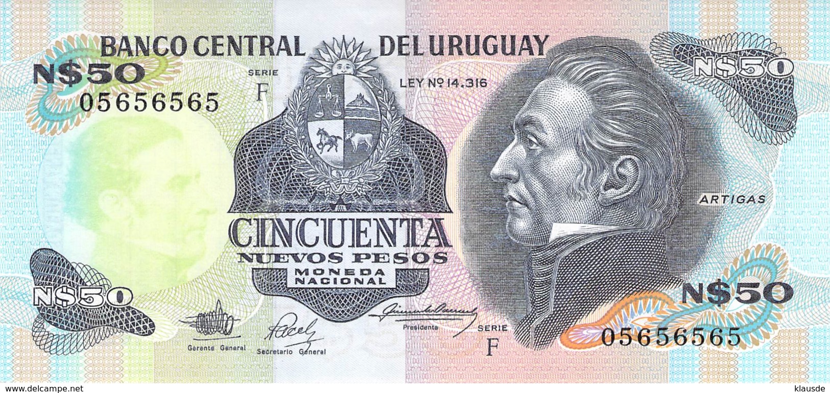 50 Cincuenta Nuevo Pesos  Banknote Uruquay - Uruguay