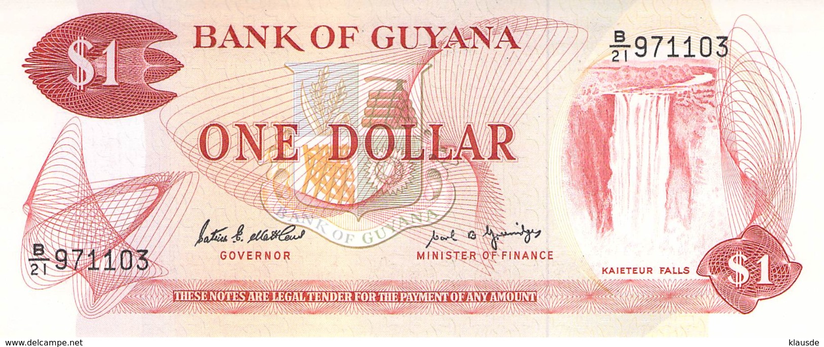 1 One Dollar   Banknote  Guyana - Guyana