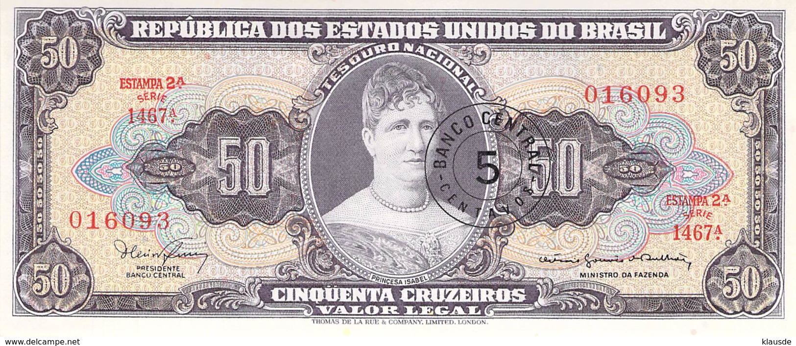 50 Cinquenta Cruzeiros Banknote Brasilien - Brasilien