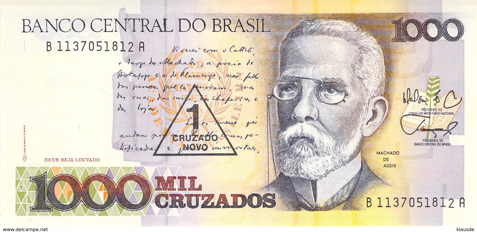 1000 Mil Cruzeiros Banknote Brasilien UNC - Brésil