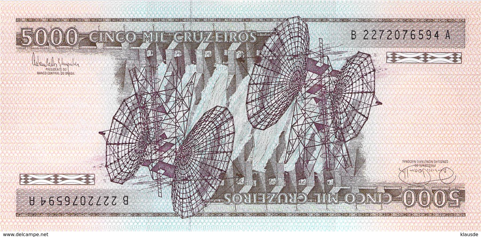 5000 Cruzeiro Banknote Brasilien - Brésil