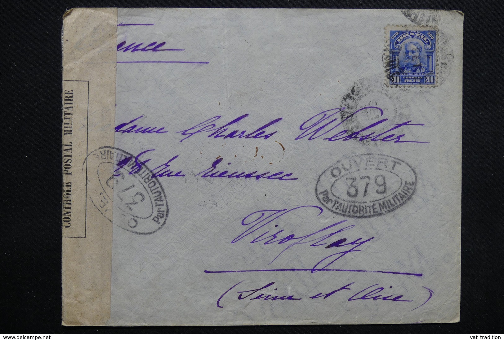BRÉSIL - Enveloppe Pour La France Avec Contrôle Postal Français , Période 1914/18 - L 23637 - Storia Postale